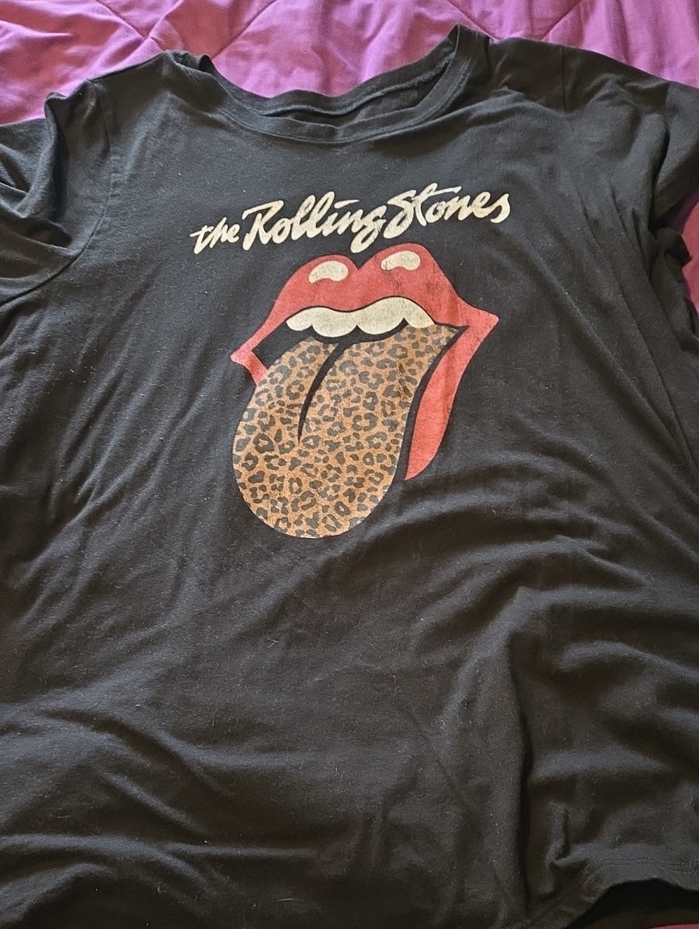 The Rolling Stones Black Graphic Tee with Leopard Tongue